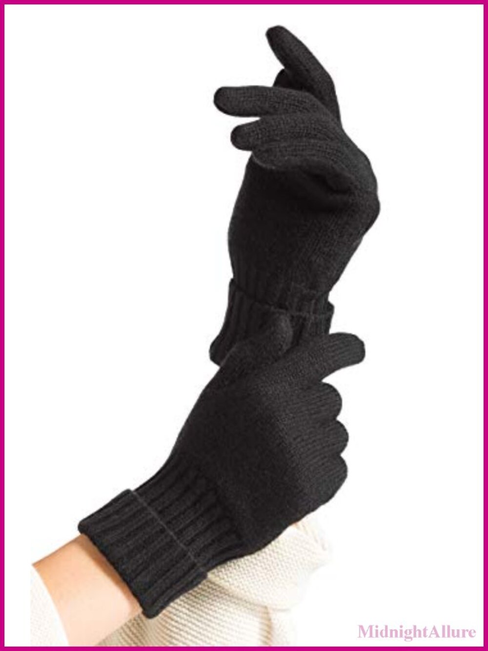 100% Pure Cashmere Gloves Ribbed Cuff Ultra Plush Knit